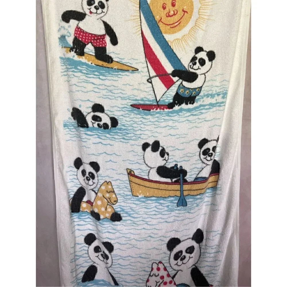 Vintage Beach Towel Pandas